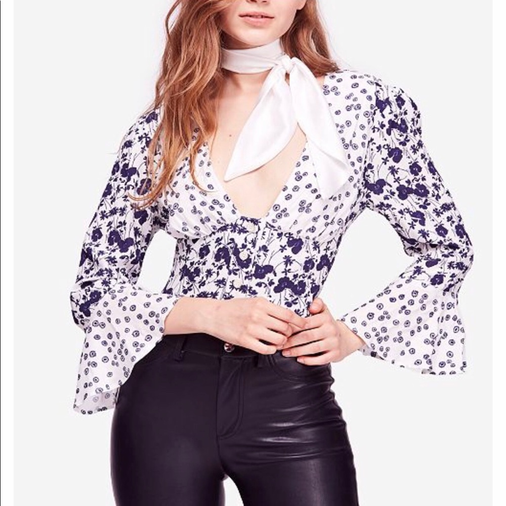 Free People Lady Printed Shirt